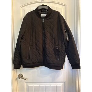 CALVIN KLEIN BLACK QUILTED ZIP POCKETS FULL ZIP LONG SLEEVE JACKET SZ XL Mens